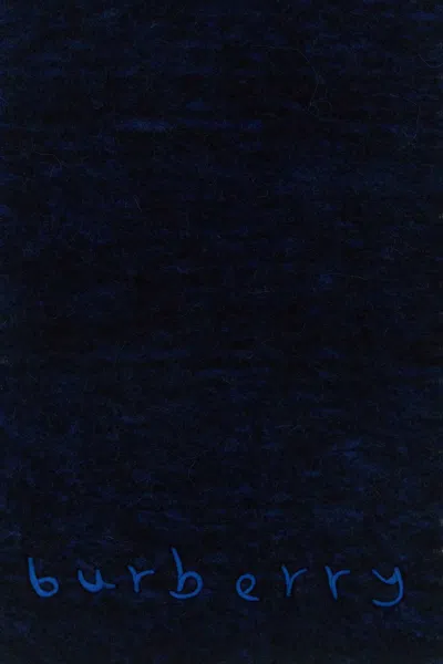 Burberry Alpaca Blend Scarf Dual Tone Fringe In Blue