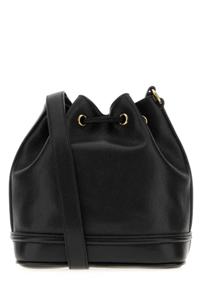 Chloé Black Leather Bucket Bag In Black