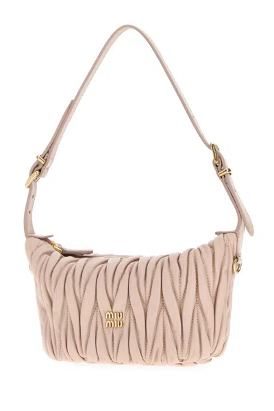 Miu Miu Powder Pink Leather Handbag In Neutral