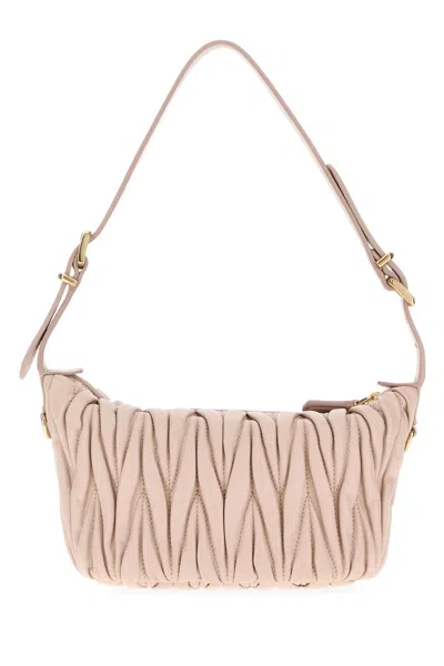 Miu Miu Powder Pink Leather Handbag In Neutral