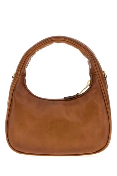 Miu Miu Caramel Leather Wander Handbag In Brown