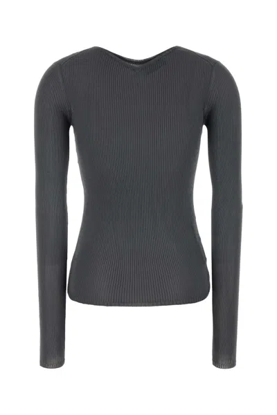 Miu Miu Dark Grey Silk T-shirt In Gray