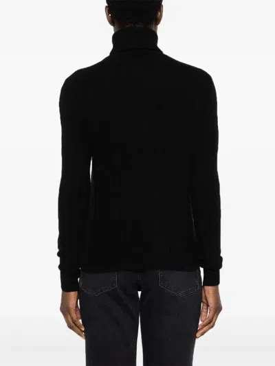 Polo Ralph Lauren Wool And Cashmere Cable-knit Turtleneck Sweater In Black