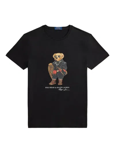 Polo Ralph Lauren Slim-fit Crew Neck T-shirt With Graphic Bear Print In Black