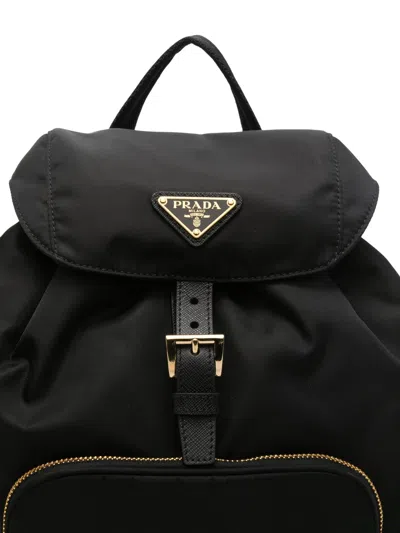 Prada Black Leather Backpack In Black