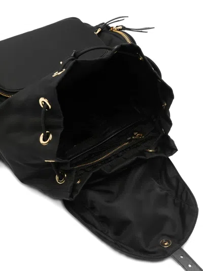 Prada Black Leather Backpack In Black