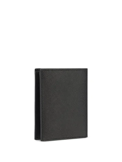 Prada Black Leather Wallet In Black