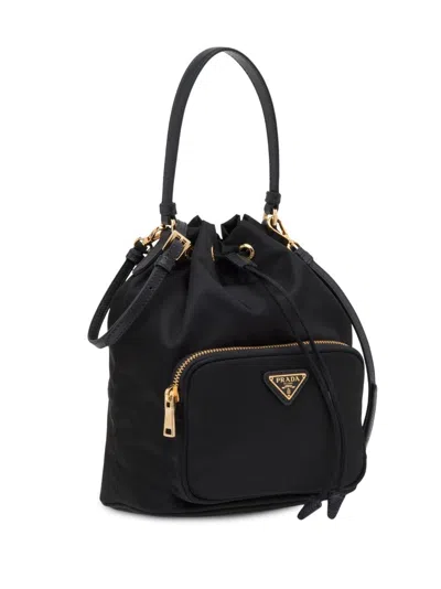 Prada Contemporary Re-nylon Bucket Bag Design In Black