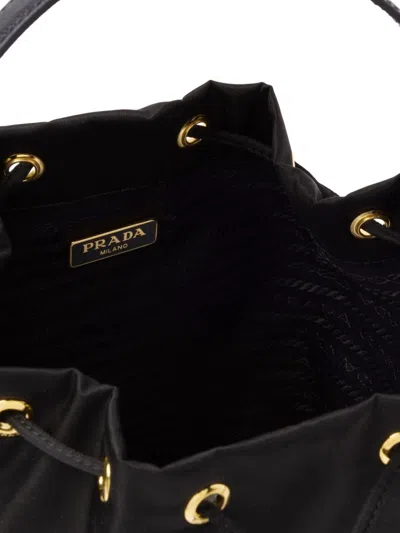 Prada Contemporary Re-nylon Bucket Bag Design In Black