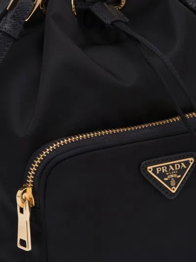 Prada Contemporary Re-nylon Bucket Bag Design In Black
