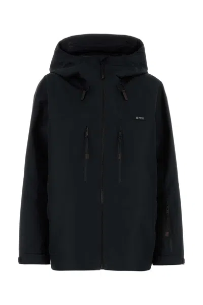 Prada Hooded Polyester Windbreaker Jacket Long Sleeves In Black