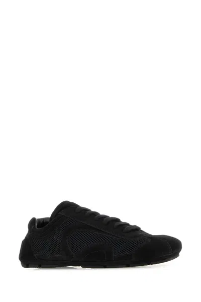 Prada Black Suede And Mesh Montecarlo Re-edition 2005 Sneakers In Black