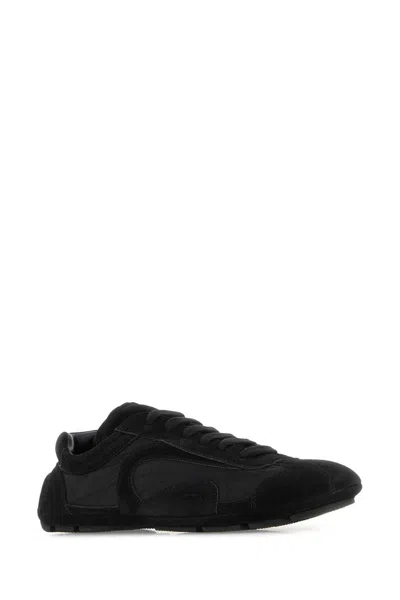 Prada Black Suede And Re-nylon Montecarlo Re-edition 2005 Sneakers In Black