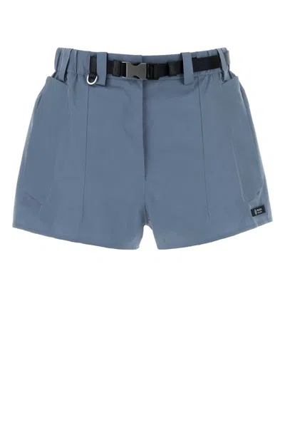 Prada Cerulean Blue Canvas Shorts In Blue