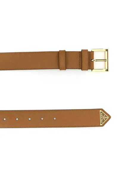 Prada Caramel Leather Belt In Beige O Tan