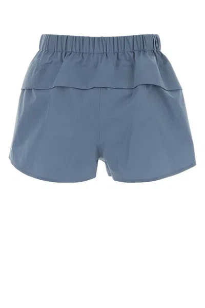 Prada Cerulean Blue Canvas Shorts In Blue