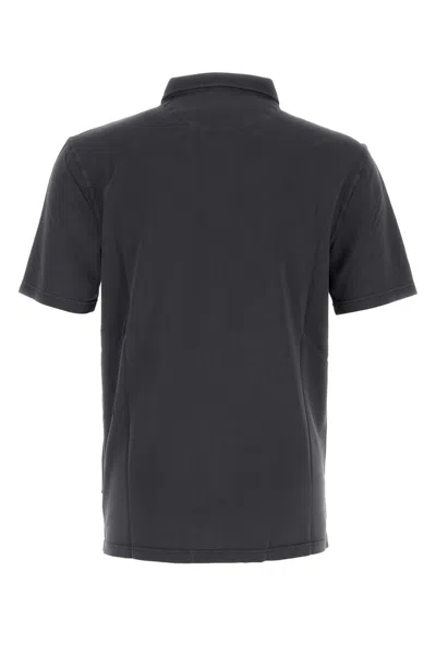 Prada Charcoal Piquet Polo Shirt In Black