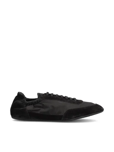 Prada Collapse Re-nylon And Suede Elasticized Sneakers In Black