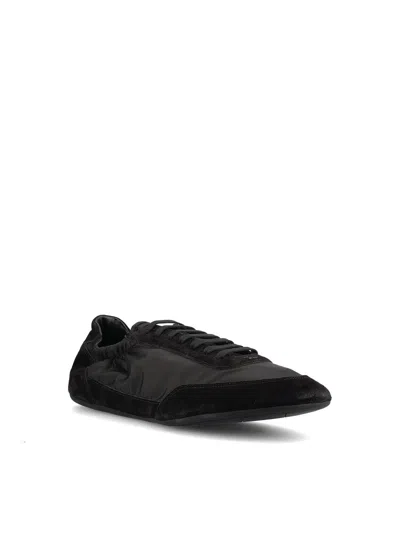 Prada Collapse Re-nylon And Suede Elasticized Sneakers In Black