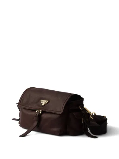 Prada Explore Medium Nappa Leather Shoulder With Flap Bags In Brown