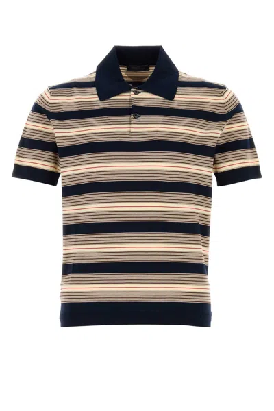 Prada Embroidered Stretch Cotton Blend Polo Shirt In Brown