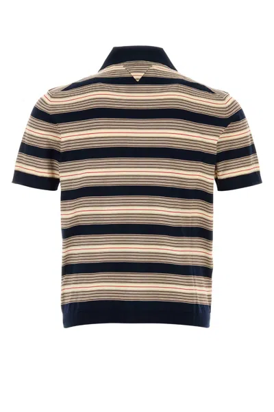 Prada Embroidered Stretch Cotton Blend Polo Shirt In Brown