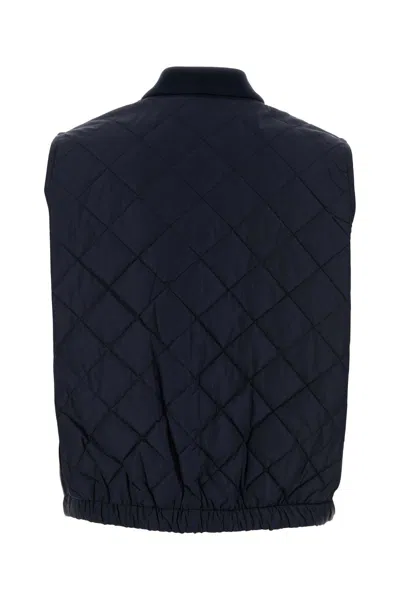 Prada Navy Blue Re-nylon Sleeveless Jacket In Multi
