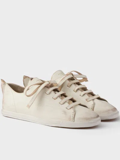 Prada Nude Leather Sneaker In White