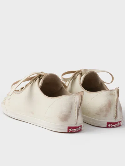 Prada Nude Leather Sneaker In White