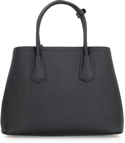 Prada Double Medium Leather Handbag In Black