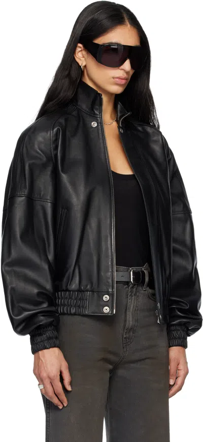 Lu'u Dan Black Blouson Leather Jacket In Black