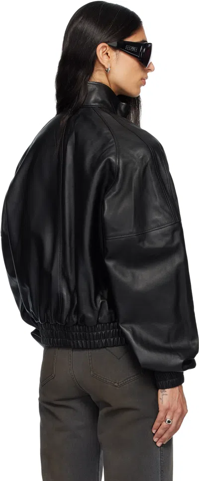 Lu'u Dan Black Blouson Leather Jacket In Black