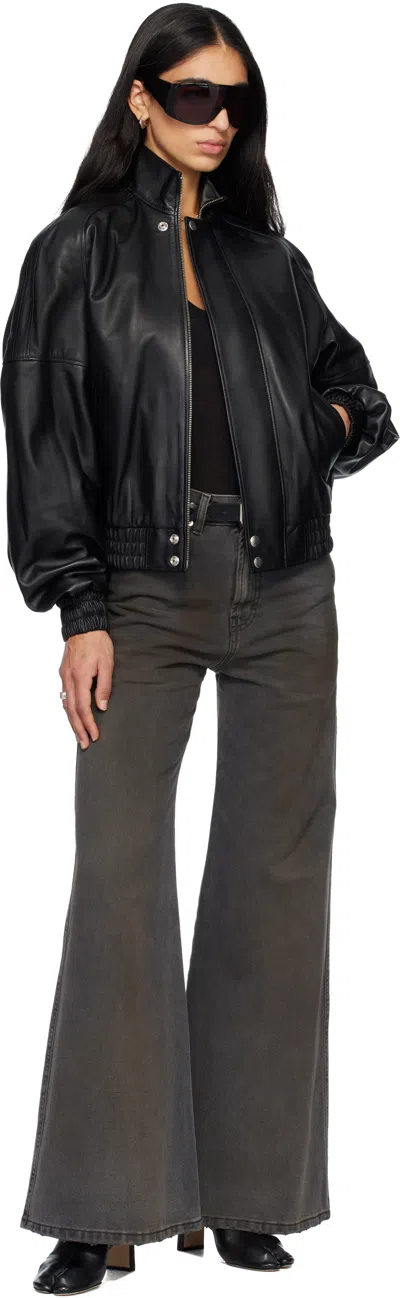 Lu'u Dan Black Blouson Leather Jacket In Black