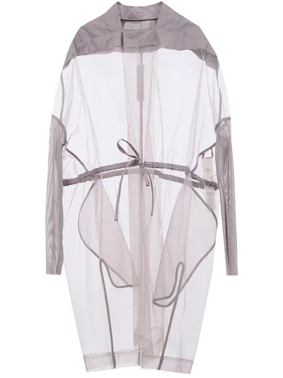 Rick Owens Tie Tulle Coat In Gray