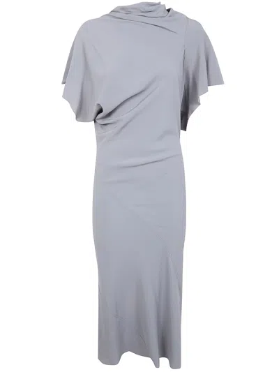 Rick Owens Draped Midi Dress In Gray