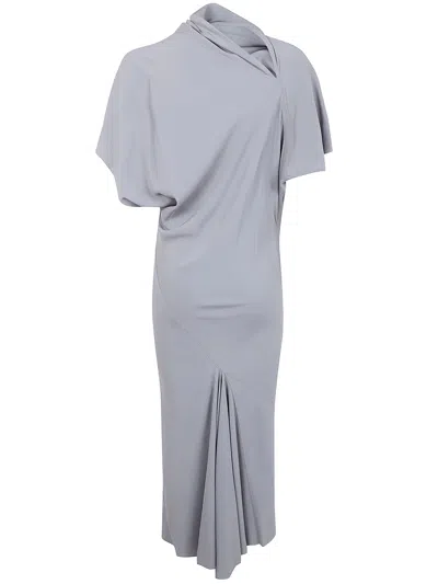Rick Owens Draped Midi Dress In Gray