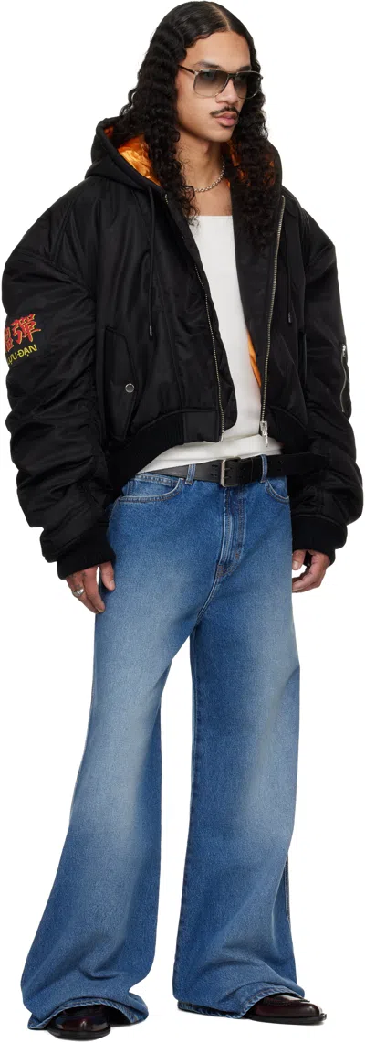 Lu'u Dan Black Distorted Ma1 Bomber Jacket In Black