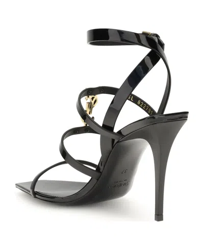 Saint Laurent Cassandra Sandals In Patent Leather In Gray