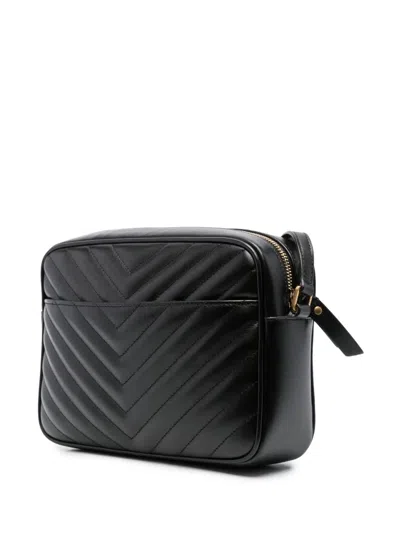 Saint Laurent Lou Medium Ysl Camera Bag With Pocket In Quilted Leather In Black