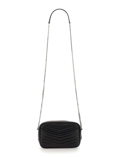 Saint Laurent Black Leather Mini Lou Crossbody Bag In Black