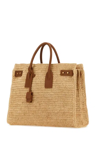 Saint Laurent Raffia Medium Sac De Jour Shopping Bag In Nude