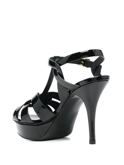 Saint Laurent High Heel Strappy Platform Pumps In Black
