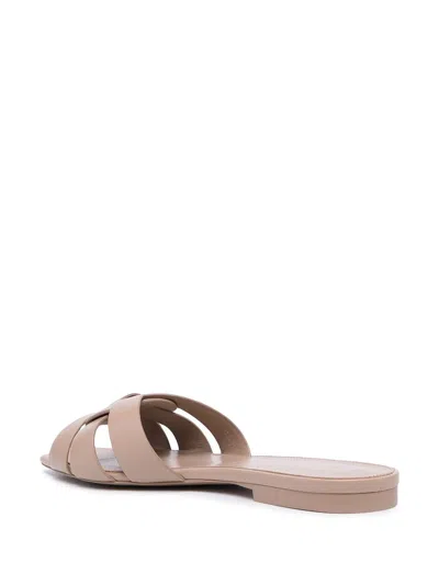 Saint Laurent Tribute Nu Pieds Leather Sandals In Neutral