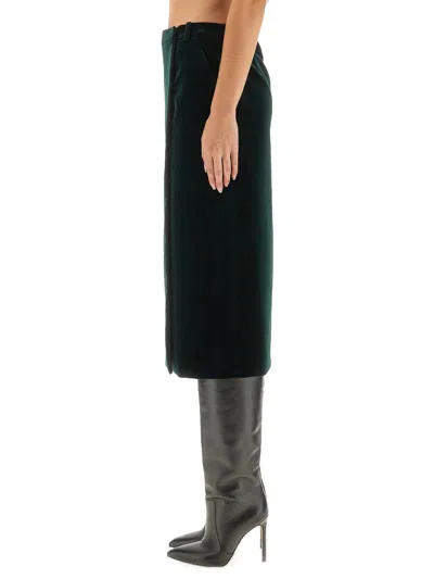 Saint Laurent Wrap-effect Cotton-velvet Midi Skirt In Black