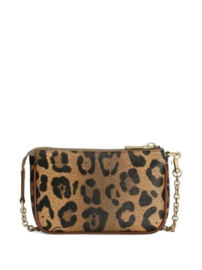 Dolce & Gabbana Girls Leather Leopard Print Shoulder Bag In Multi