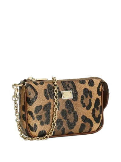 Dolce & Gabbana Girls Leather Leopard Print Shoulder Bag In Multi