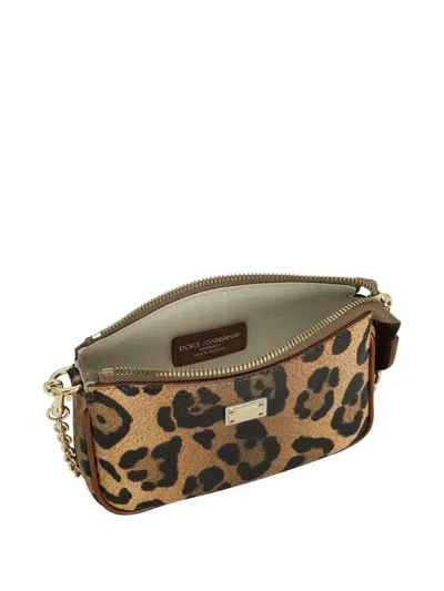 Dolce & Gabbana Girls Leather Leopard Print Shoulder Bag In Multi