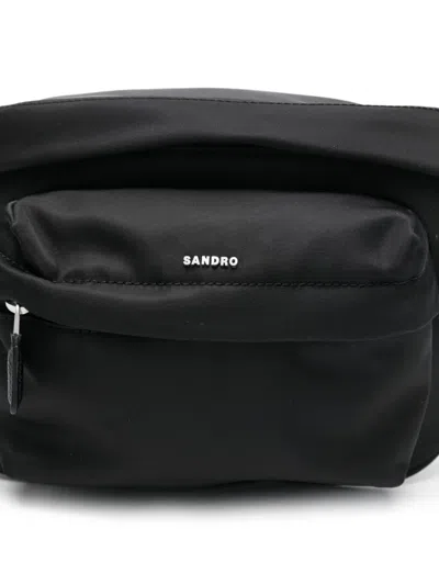 Sandro Zip-pocket Messenger Bag In Black