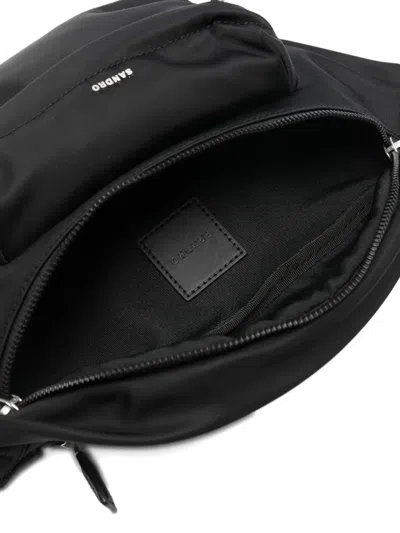 Sandro Zip-pocket Messenger Bag In Black