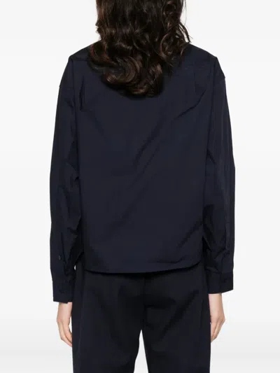 Sandro Womens Navy Blue Floral-embroidered Cotton Shirt